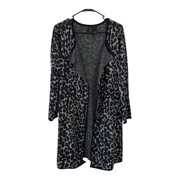 NEW DIRECTIONS Leopard Print Open Front Cardigan Sweater With Long Sleeves SZ S - Picture 10 of 10